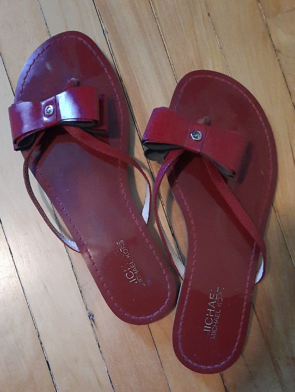 Michael Kors Red Bow Thong Sandals